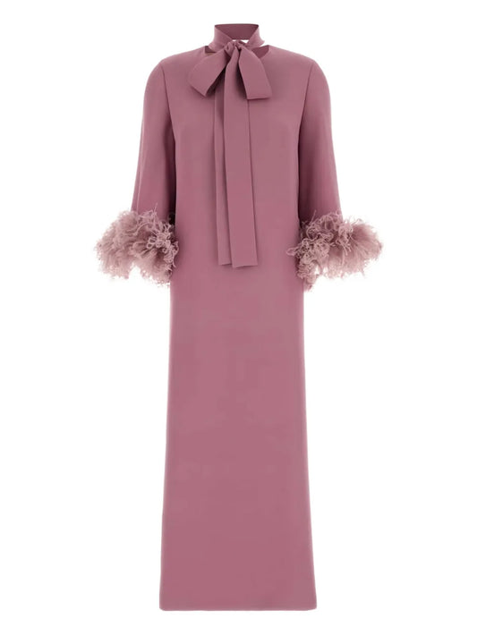Valentino Garavani Bow Detail Midi Dress — Pink — Size S — Front View