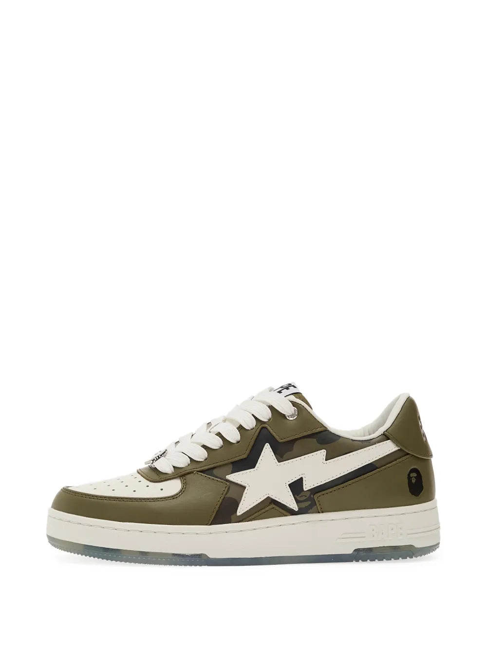A Bathing Ape?Sta Icon 2 M2 Leather Sneakers — Green — Size US M 3.5 - US W 5 — Back View