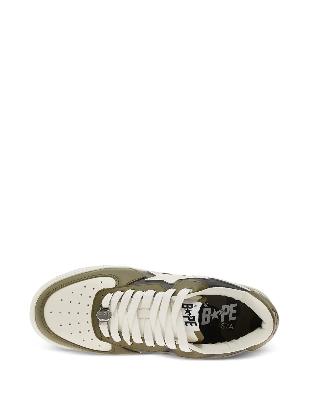 A Bathing Ape?Sta Icon 2 M2 Leather Sneakers — Green — Size US M 3.5 - US W 5 — Detail View