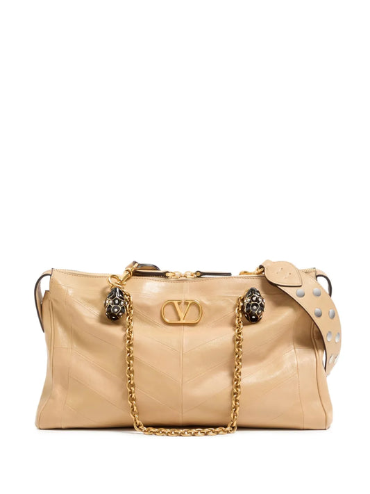 Valentino Garavani Chevron Feline Shoulder Bag — Same as shown — Size One Size — Front View