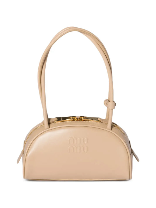 Miu Miu Beau Embossed Logo Leather Shoulder Bag — Same as shown — Size One Size — Front View