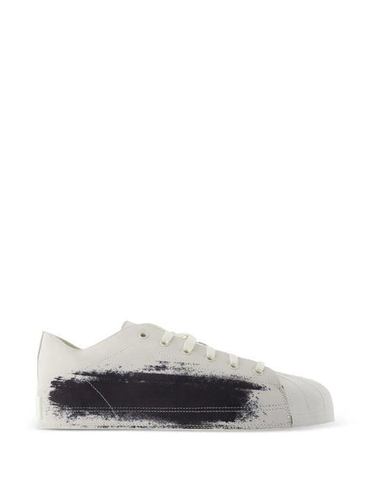 Y-3 Nizzastar Lo Shell-Toe Brushstroke-Print — White — Size US M 3.5 - US W 5 — Front View