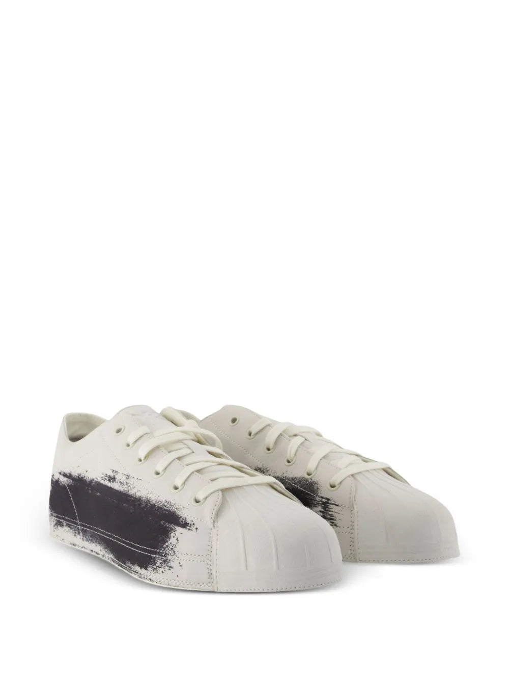 Y-3 Nizzastar Lo Shell-Toe Brushstroke-Print — White — Size US M 3.5 - US W 5 — Side View