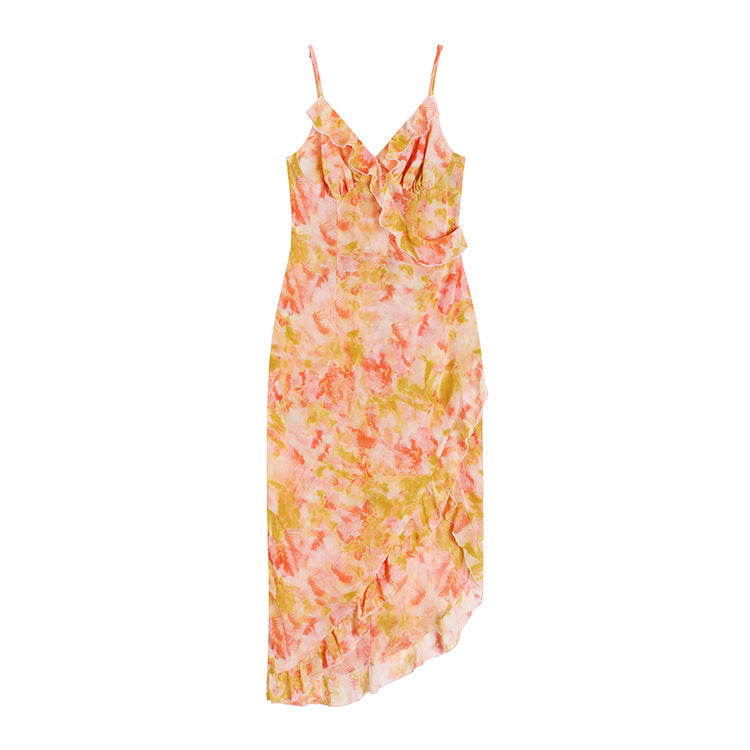 Fashion Floral Strap Dress Women — Pink Dress — Size L — Lifestyle View