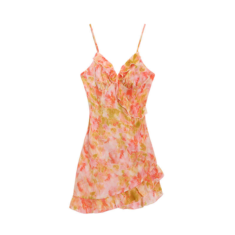 Fashion Floral Strap Dress Women — Pink Dress — Size L — Alternate View 7
